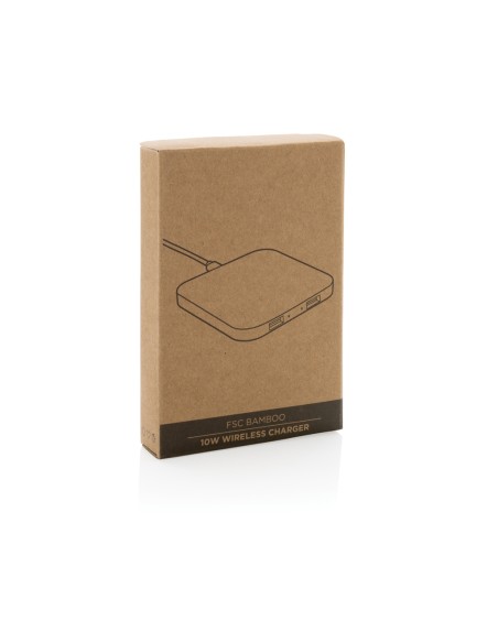 Caricatore wireless 10W con porte USB in bambù